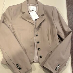 Aritzia Wool Taupe Blazer with Button Detail